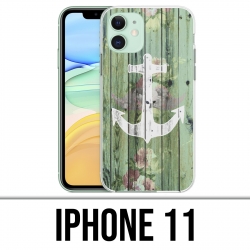 Coque iPhone 11 - Ancre Marine Bois