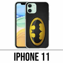 Funda iPhone 11 - Batman Logo Classic Amarillo Negro