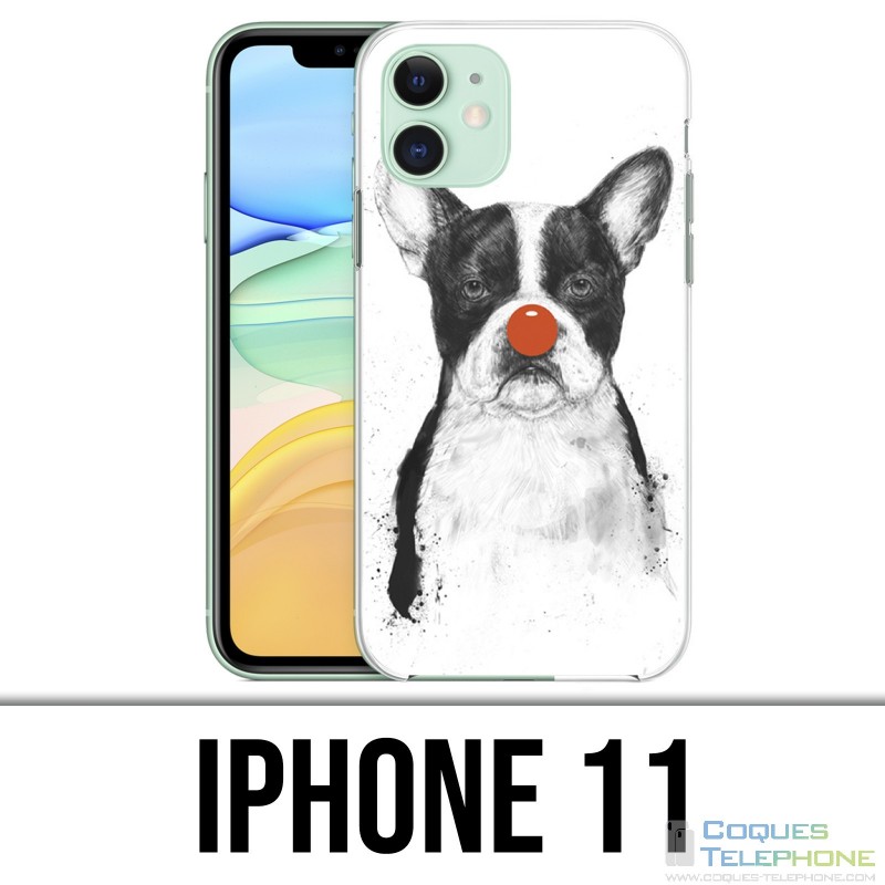 Coque iPhone 11 - Chien Bouledogue Clown