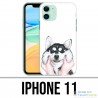Coque iPhone 11 - Chien Husky Joues