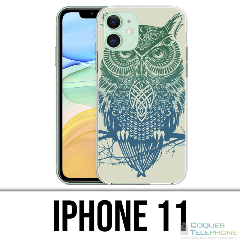 Coque iPhone iPhone 11 - Hibou Abstrait