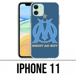 Custodia per iPhone 11 - Logo Om Marsiglia Grande sfondo blu