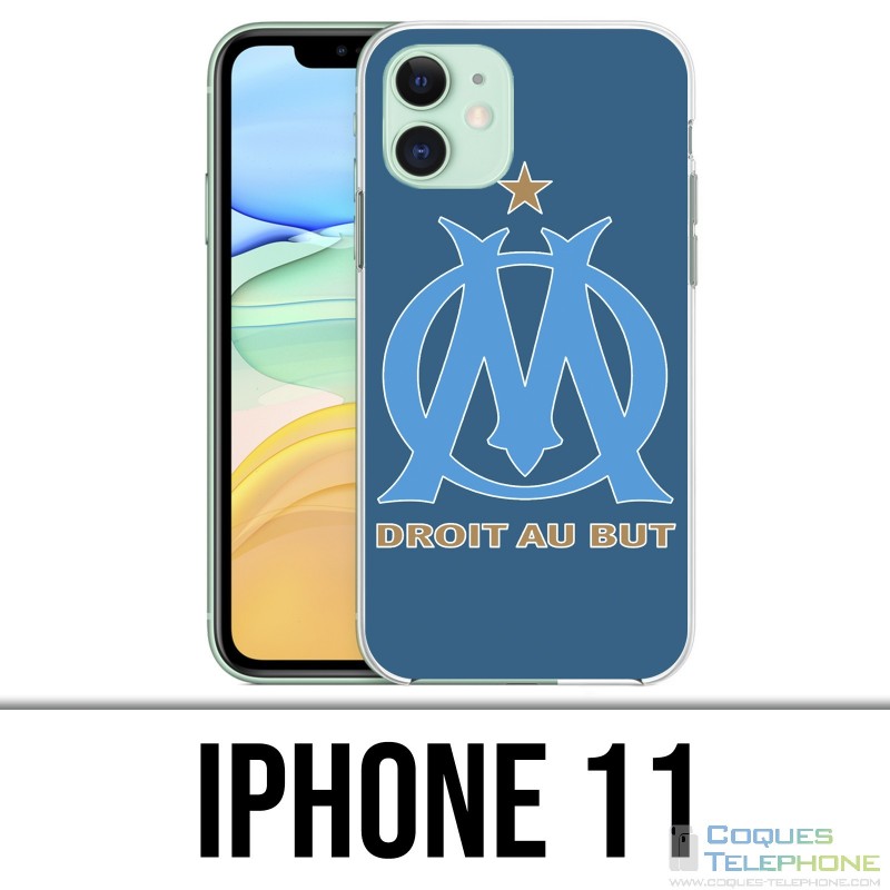 Funda iPhone 11 - Logotipo Om Marsella Fondo azul grande