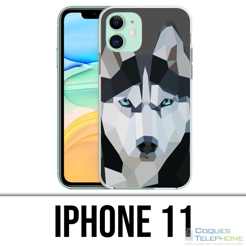 Coque iPhone 11 - Loup Husky Origami