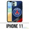 Coque iPhone 11 - PSG Logo Metal Chrome