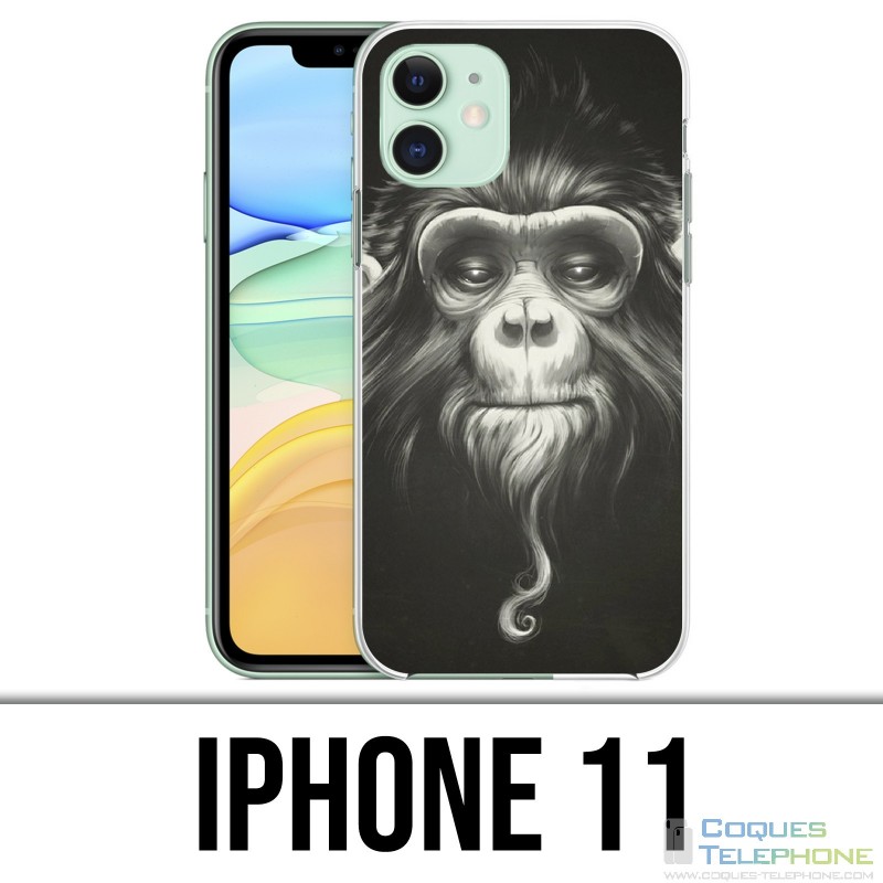 Coque iPhone 11 - Singe Monkey Anonymous
