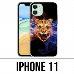 Coque iPhone 11 - Tigre Flammes