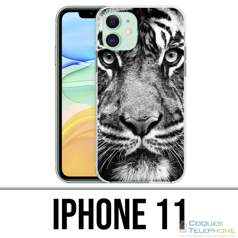 Coque iPhone 11 - Tigre Noir Et Blanc