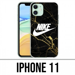 Coque iPhone 11 - Nike Logo Gold Marbre