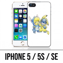 Coque iPhone 5 / 5S / SE - Stitch Pikachu Bébé