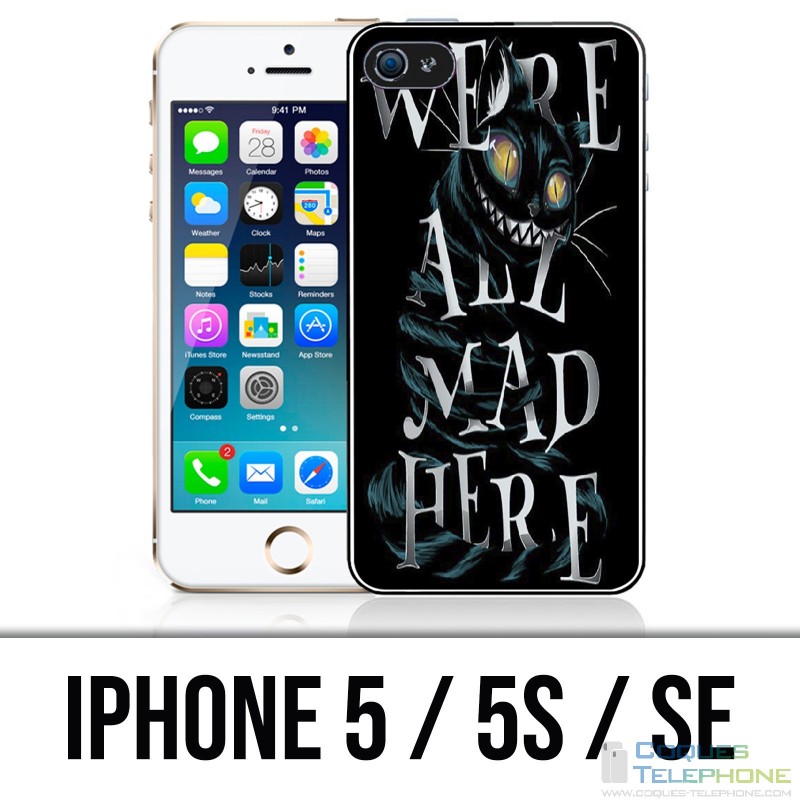 Coque iPhone 5 / 5S / SE - Were All Mad Here Alice Au Pays Des Merveilles