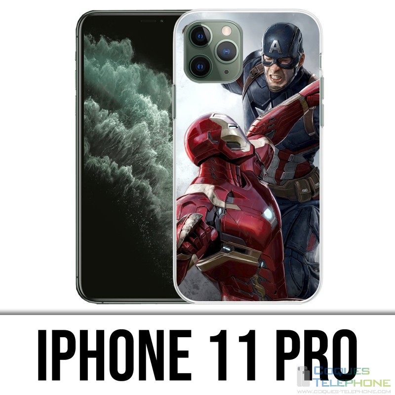 Coque iPhone 11 PRO - Captain America Vs Iron Man Avengers