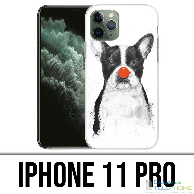 Coque iPhone 11 PRO - Chien Bouledogue Clown