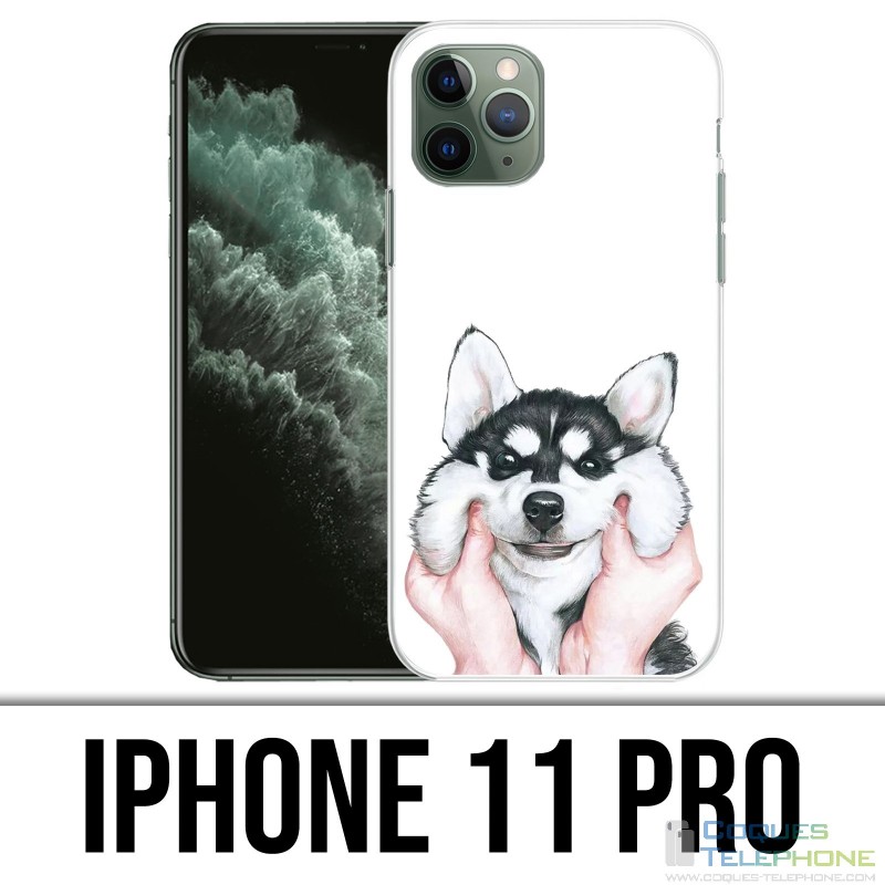 Coque iPhone 11 PRO - Chien Husky Joues