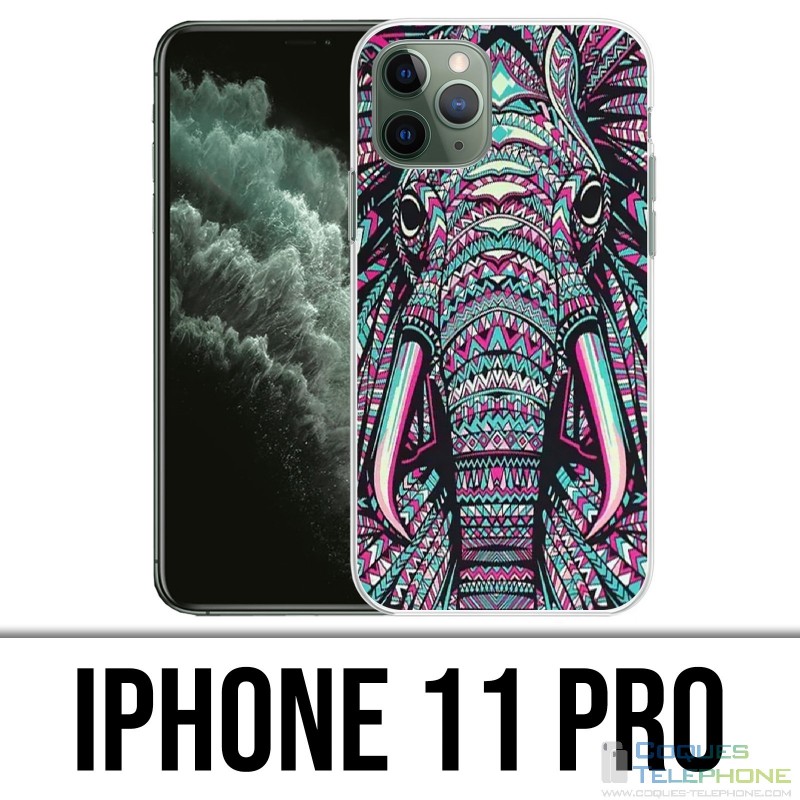 Funda para iPhone 11 Pro - Elefante azteca colorido