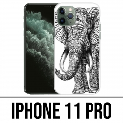 Custodia per iPhone 11 Pro - Elephant Aztec in bianco e nero