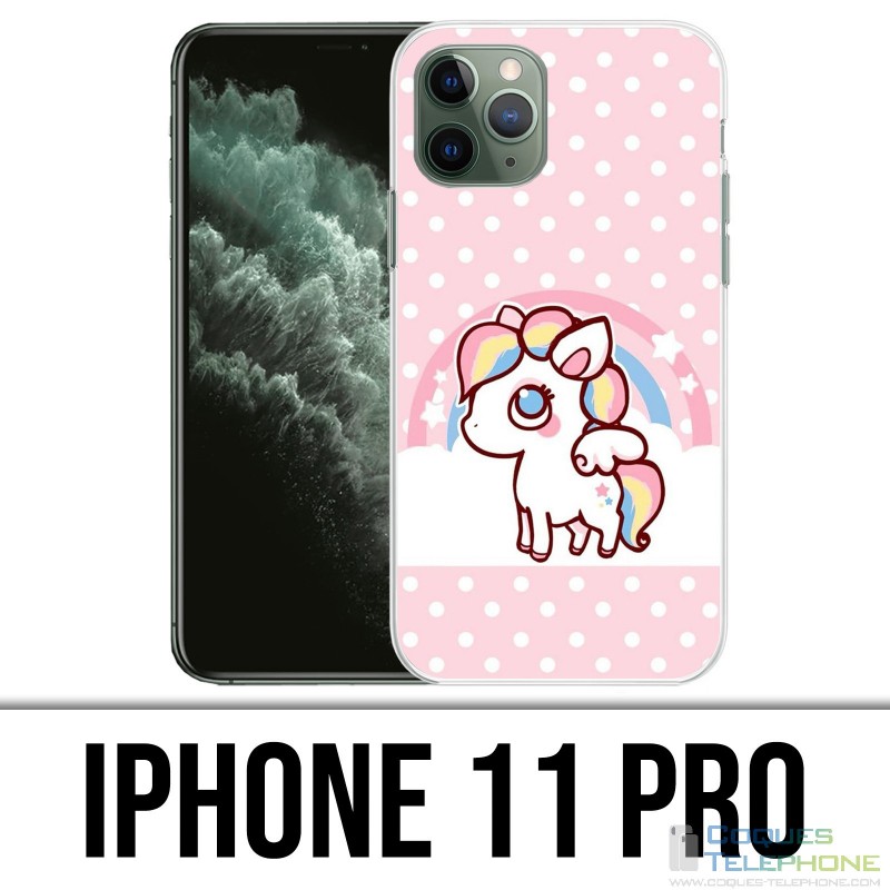Custodia per iPhone 11 Pro - Unicorno Kawaii
