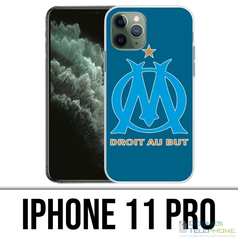 Coque iPhone 11 PRO - Logo Om Marseille Big Fond Bleu
