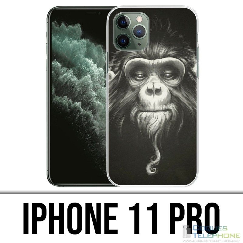 Coque iPhone 11 Pro - Singe Monkey Anonymous