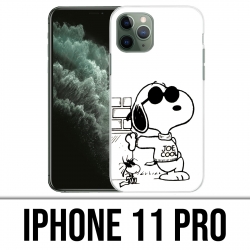 Custodia per iPhone 11 Pro - Snoopy Nero Bianco