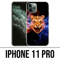 Coque iPhone 11 PRO - Tigre Flammes
