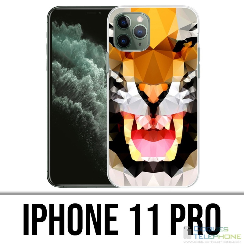 Coque iPhone iPhone 11 PRO - Tigre Geometrique