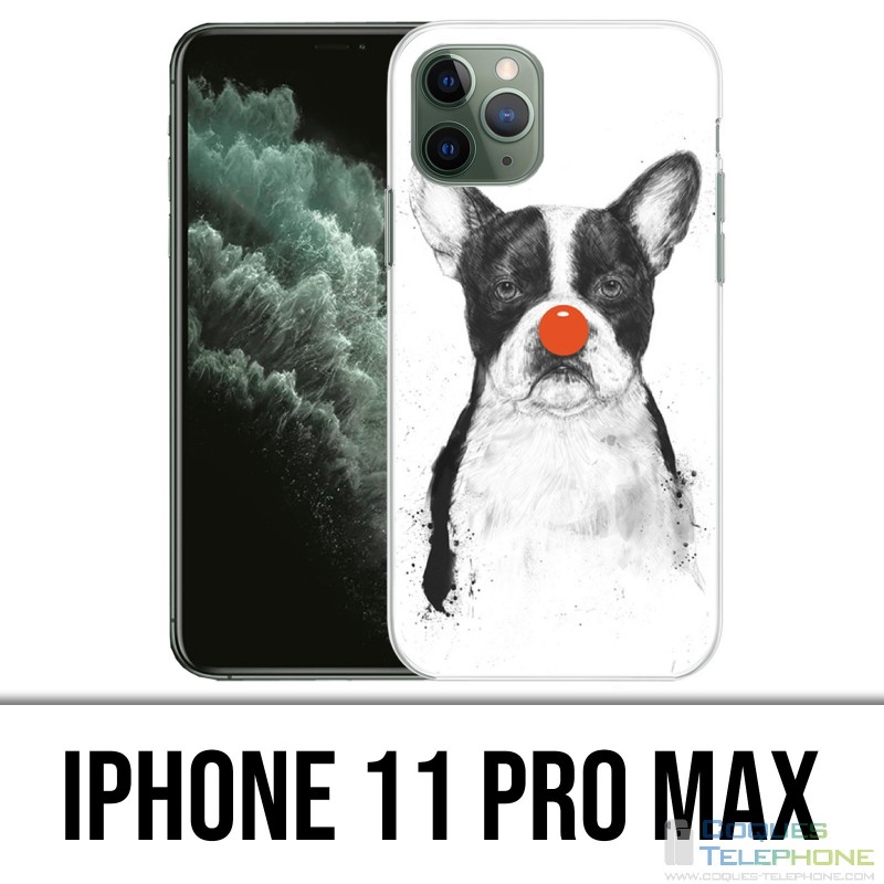 Coque iPhone 11 PRO MAX - Chien Bouledogue Clown