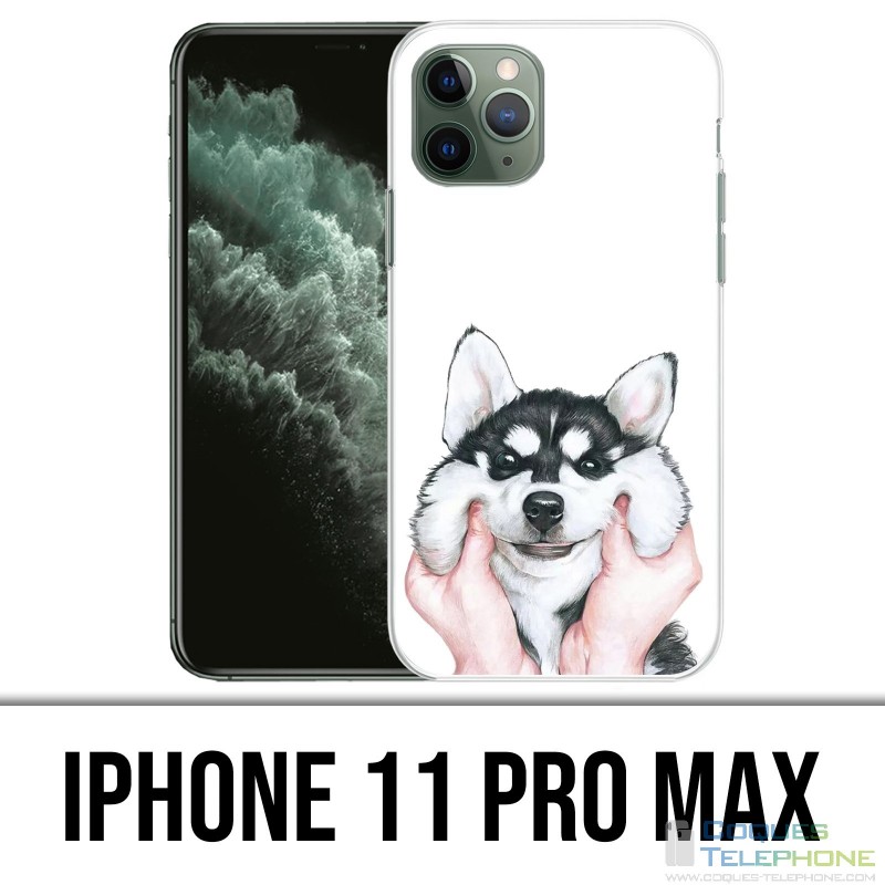 Coque iPhone 11 PRO MAX - Chien Husky Joues