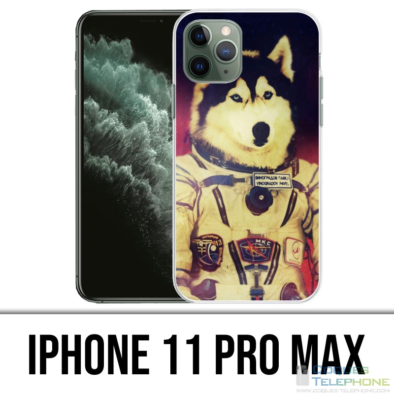 Coque iPhone 11 PRO MAX - Chien Jusky Astronaute