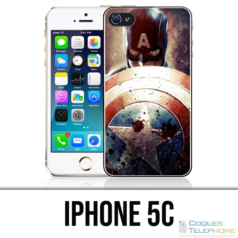 Coque iPhone 5C - Captain America Grunge Avengers