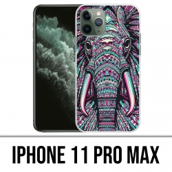 Coque iPhone iPhone 11 PRO MAX - Eléphant Aztèque Coloré