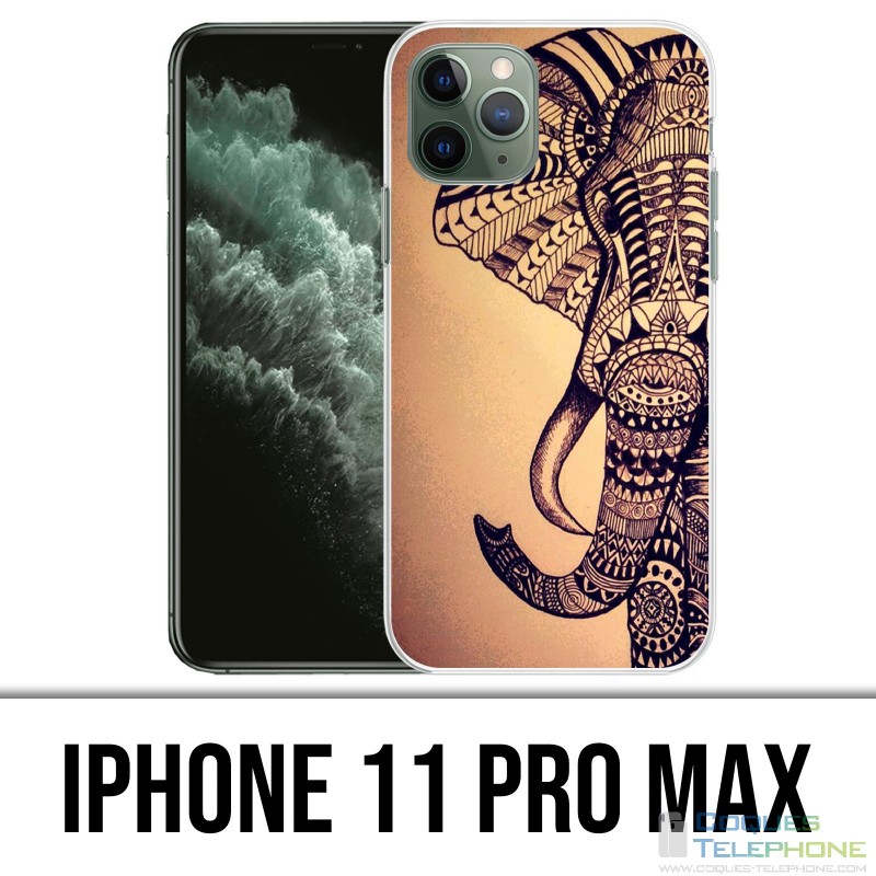 Funda para iPhone 11 Pro Max - Elefante azteca vintage