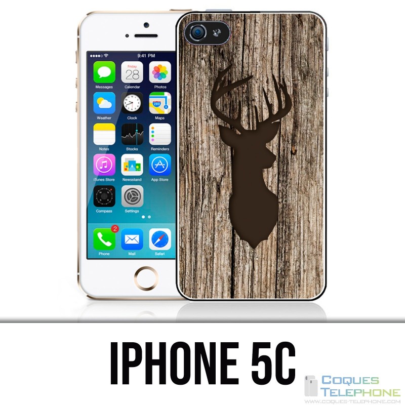 Funda iPhone 5C - Ciervo Pájaro Madera