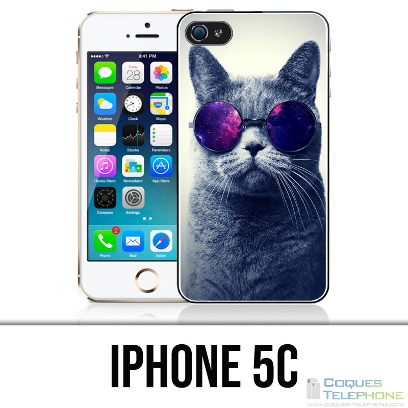 Custodia per iPhone 5C - Occhiali Cat Galaxy