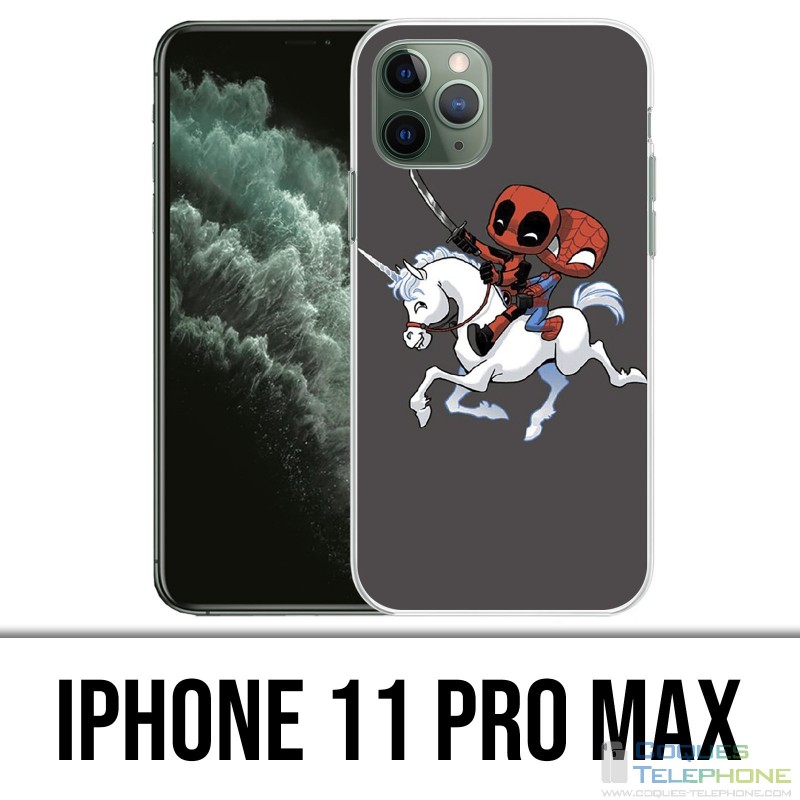 Coque iPhone 11 PRO MAX - Licorne Deadpool Spiderman
