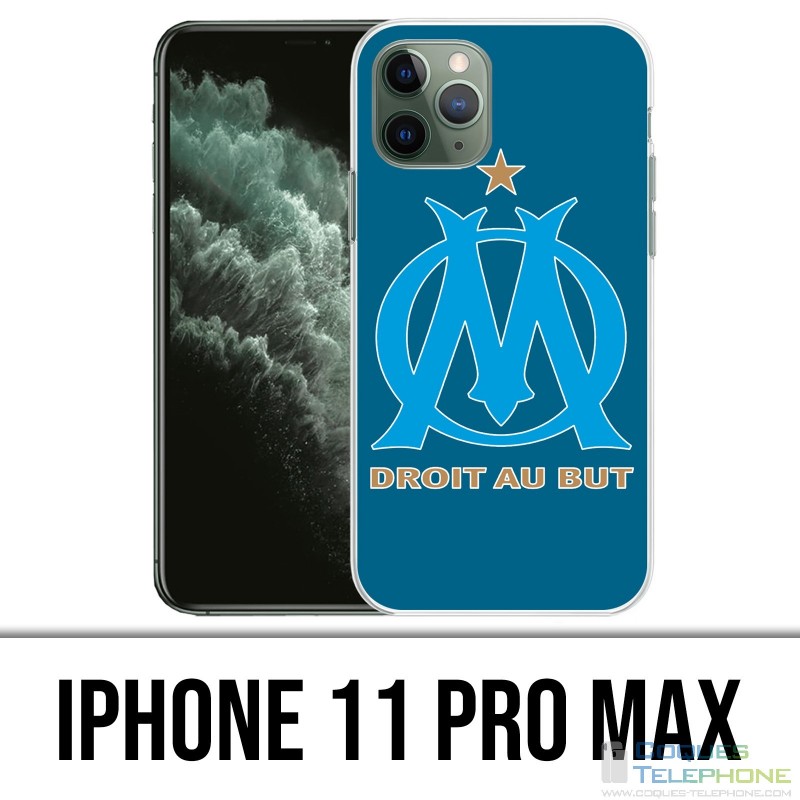Custodia IPhone 11 Pro Max - Logo Om Marsiglia Sfondo blu grande