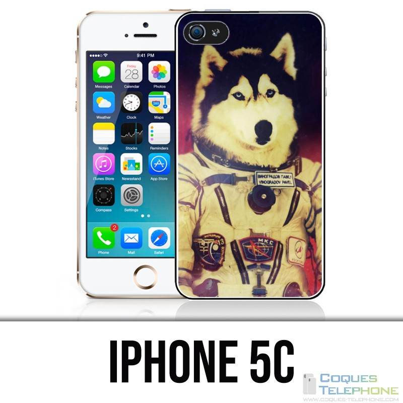 Coque iPhone 5C - Chien Jusky Astronaute