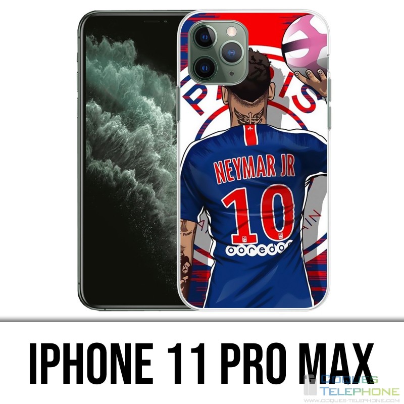 Custodia per iPhone 11 Pro Max - Neymar Psg Cartoon