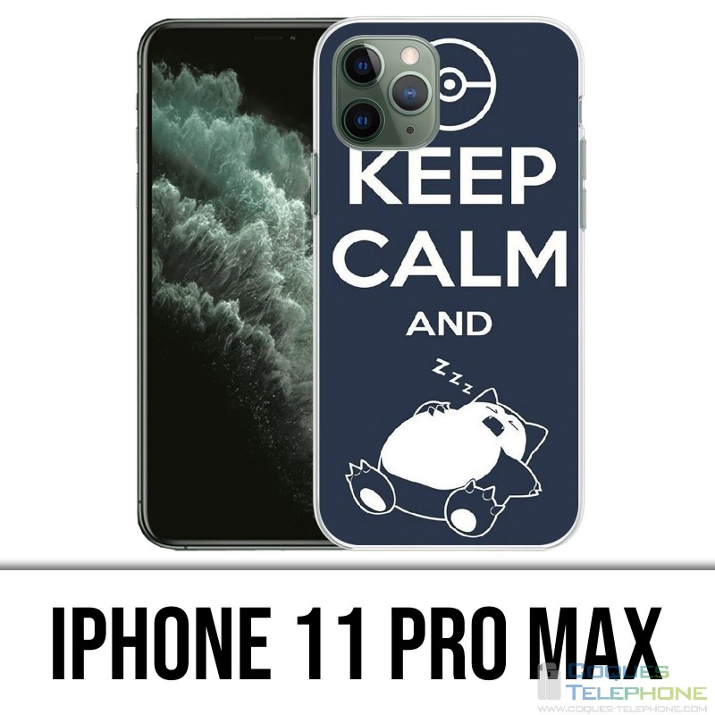 Coque iPhone 11 PRO MAX - Pokémon Ronflex Keep Calm