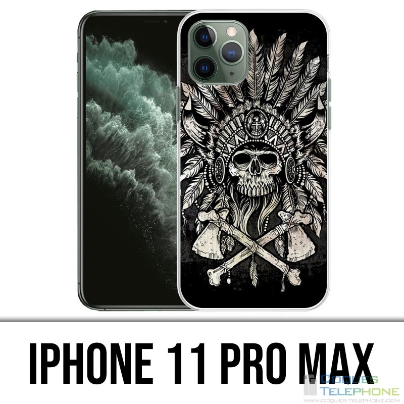Funda para iPhone 11 Pro Max - Plumas de cabeza de calavera