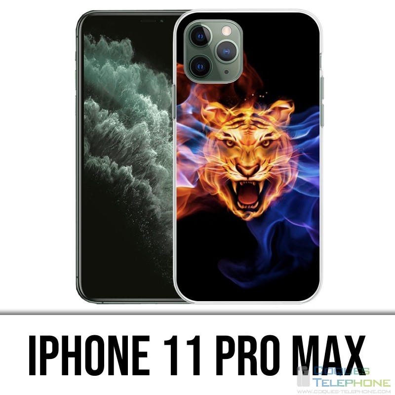 Coque iPhone 11 PRO MAX - Tigre Flammes