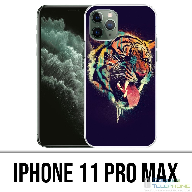 Custodia per iPhone 11 Pro Max - Tiger Painting