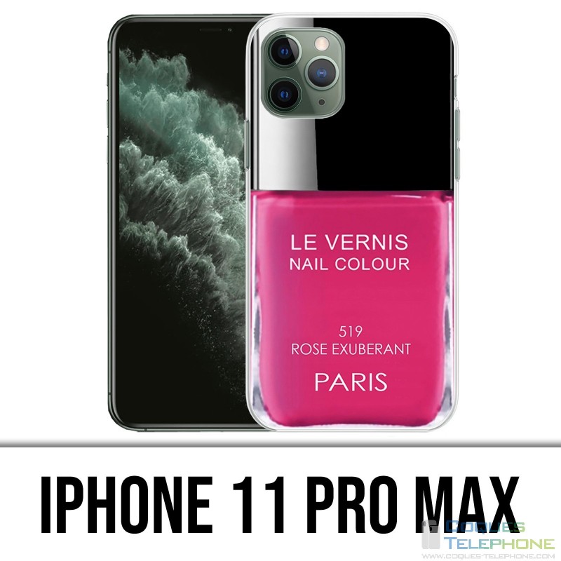 Coque iPhone 11 Pro Max - Vernis Paris Rose