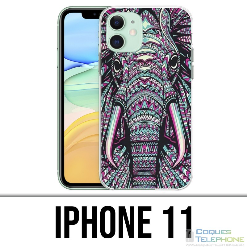 IPhone 11 Case - Colorful Aztec Elephant
