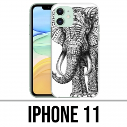 Custodia per iPhone 11 - Elefante azteco in bianco e nero