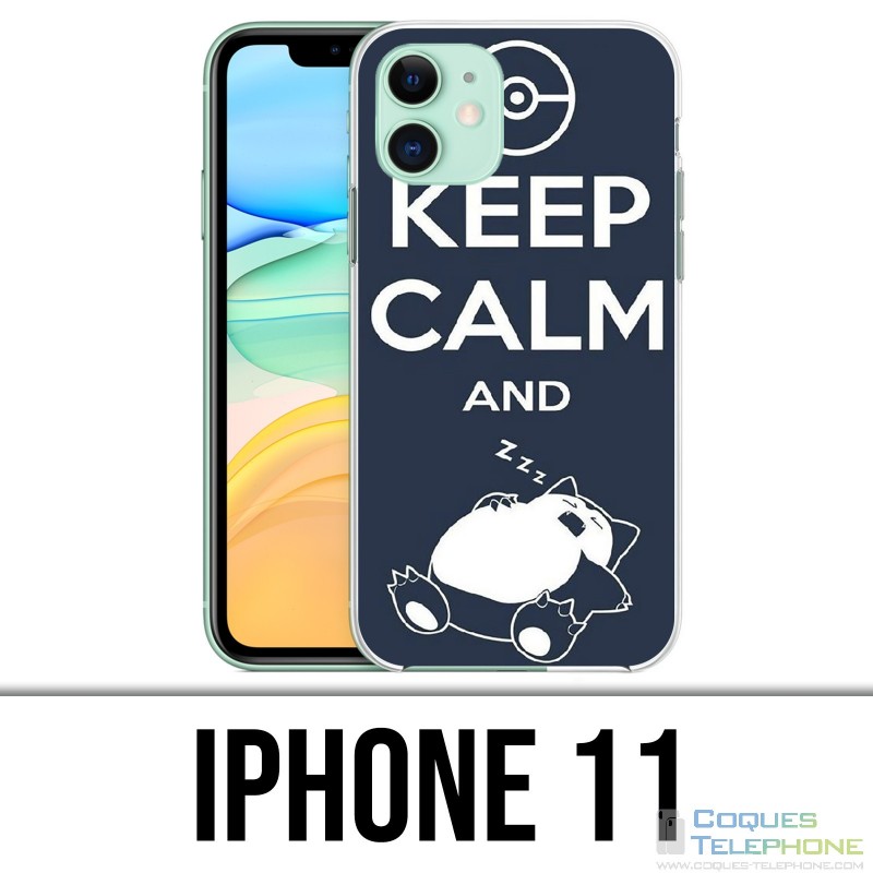 Coque iPhone 11 - Pokémon Ronflex Keep Calm