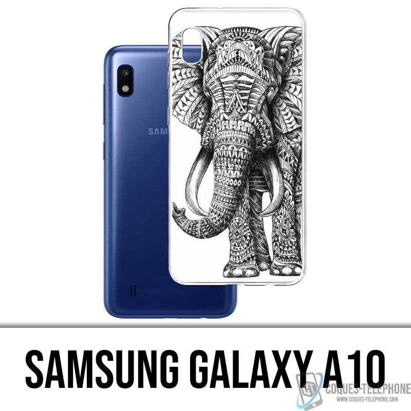 Samsung Galaxy A10 Case - Schwarzer und weißer Azteken-Elefant