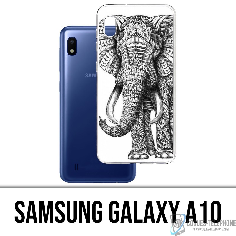 Samsung Galaxy A10 Case - Schwarzer und weißer Azteken-Elefant