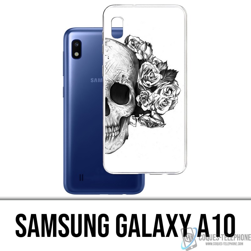 Funda Samsung Galaxy A10 - Cabeza de Cráneo Rosa Negro Blanco