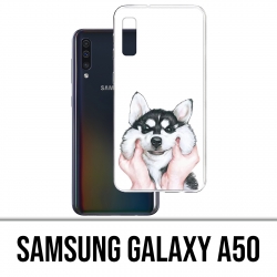 Coque Samsung Galaxy A50 - Chien Husky Joues